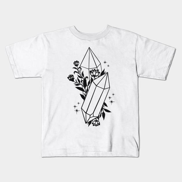 Crystal with Flowers Art  T-Shirt Kids T-Shirt by OgogoPrintStudio